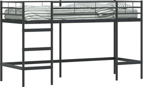 vidaXL Cadru de pat supraetajat pentru copii Negru 99,5 x 190 cm Oțel
