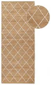 Covor tip traversă în culoare naturală țesut manual din iută 80x200 cm Kunu – Hanse Home