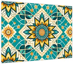 Tablou pe sticlă - Model turcoaz (70x50 cm)