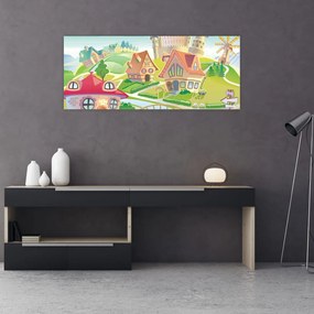 Tablou - Orășel colorat (120x50 cm)