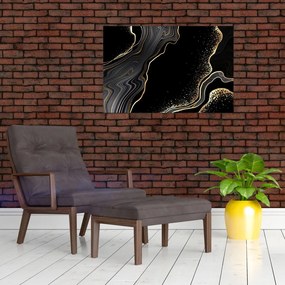 Tablou - Marmură negru - auriu (90x60 cm)