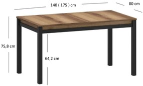 Masă de sufragerie extensibilă 140-175 cm Marni (Stejar delano închis). 1053039
