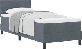 vidaXL Pat cu arcuri cu saltea Gri închis 80 x 200 cm Catifea