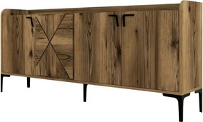 Comoda Venedik, nuc/negru, PAL melaminat/metal, 180x35x78 cm