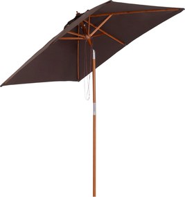 Outsunny Umbrelă de Grădină Înclinabilă cu Sistem cu Șnur și Orificiu de Ventilație, 200x150x235 cm, Cafeniu | Aosom Romania