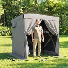 Outsunny Pavilion pop-up pliant 1,85x1,85 m, impermeabil, stabil, rezistent la iarnă, cu 4 panouri laterale din plasă, geantă, UV 30+ | Aosom Romania