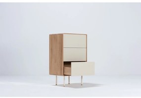 Comodă albă/în culoare naturală înaltă din lemn de stejar 60x100 cm Fina – Gazzda