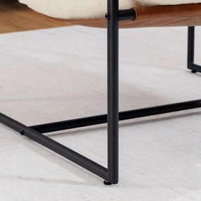 HOMCOM Fotoliu de salon, fotoliu auxiliar tapițat în țesătură bouclette, șezut lat și structură din oțel, 77x91x80cm, crem | Aosom Romania