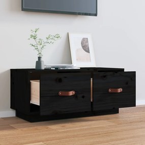 Comoda TV, negru, 80x34x35 cm, lemn masiv de pin 1, Negru