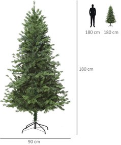 Brad de Craciun de 180cm, Pin artificial, baza detasabila, decoratiune de Craciun de sarbatori HOMCOM | Aosom RO