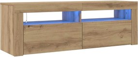 vidaXL Dulap TV cu LED stejar artizanal 120x35x40 cm lemn prelucrat