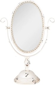 Oglinda bej, de masa, din metal, cu aspect vintage, 34x16x50 cm