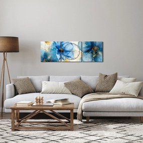 Tablou - Floral, pictură cu cerneală (cu ceas) (90x30 cm)