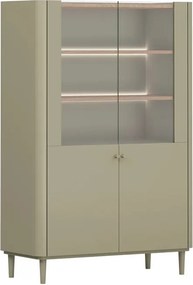 Vitrină cu picioare Elivo 100 cm cu două uși - eucalipt / stejar baltic dune