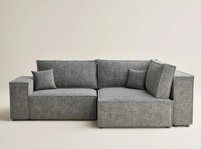 Colțar gri extensibil/cu spațiu de depozitare cu tapițerie din chenille (cu colț pe partea dreaptă/în formă de ”L”) Tonga – Maison de Rêve