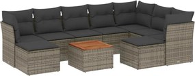 vidaXL Set mobilier de grădină cu perne, 10 piese, gri, poliratan