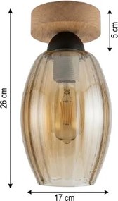 BRILAGI - LED Plafonieră R GLASS 1xE27/60W/230V Ø 17 cm stejar/fumat bej