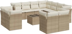 vidaXL Set canapele de grădină cu perne, 12 piese, bej, poliratan
