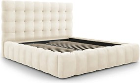 Pat tapitat cu tablie si lada depozitare, Mamaia, Micadoni Home, BL, 180x200 cm, catifea, bej deschis