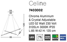 Lustra LED ovala cristal K9 Celine 85x42cm NVL-7403002