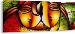 Tablou - Pictură în ulei, chipuri abstracte (120x50 cm)
