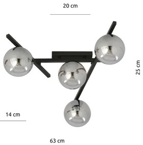 Plafonieră SMART 4xE14/10W/230V negru/gri