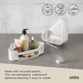 Raft pentru baie alb autoadeziv/pentru colț din plastic reciclat Flex – Umbra