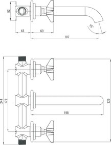 Temisto baterie lavoar montaj incastrat finisaj negru