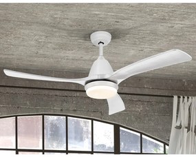 Lustra cu Ventilator, iluminat LED si telecomanda, lame din lemn, Aspas alb SV-316590