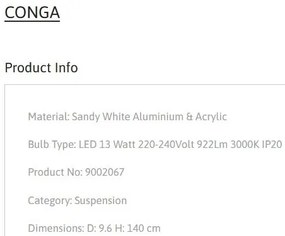 Pendul LED stil minimalist CONGA alb