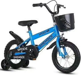 Bicicleta pentru copii cu roti ajutatoare si frane, 16 inch, Albastru