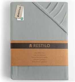 Cearceaf gri deschis din jerseu cu elastic 200x200 cm Amber – Restilo