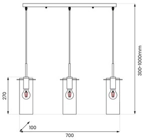 Lustră pe cablu PADOVA 3xE27/15W/230V negru