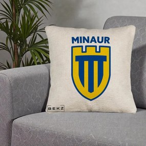 Perna Personalizata Minaur Baia Mare Fotbal, 40x40 cm, Bej Canapea, Husa Detasabila, Perna Inclusa, BEKZ®