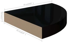 Raft coltar de perete, negru extralucios, 25 x 25 x 3,8 cm, MDF 1, negru foarte lucios, 25 x 25 x 3.8 cm