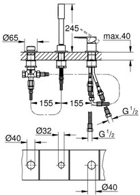 GROHE 19965001 - Baterie pentru cadă LINEARE, montaj în 3 găuri, crom lucios