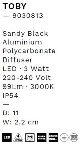 Spot LED aplicat iluminat exterior ambiental IP54 TOBY D-11cm negru