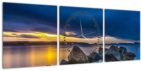 Tablou - Nori de furtună deasupra apei (cu ceas) (90x30 cm)