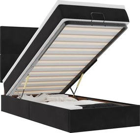 vidaXL Cadru de pat otoman cu saltele, catifea neagră 90x200cm