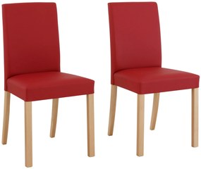 Set 2 scaune Nina rosii imitatie de piele 44/52,5/90 cm