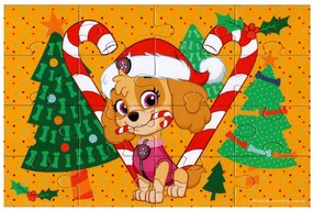 Puzzle pentru copii 4 în 1 PAW PATROL si bradul de Craciun, 19x29 cm