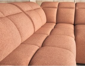 Colțar somon extensibil/cu spațiu de depozitare cu tapițerie din țesătură bouclé (cu colț pe partea stângă/în formă de ”L”) Falconn – ELTAP