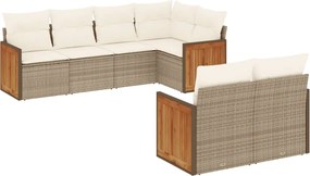 vidaXL Set canapele de grădină, 7 piese, cu perne, bej, poliratan