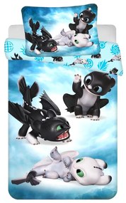 Lenjerie de pat pentru copii albastră din bumbac pentru pătuț 100x135 cm How to Train Your Dragon "Babies" – Jerry Fabrics