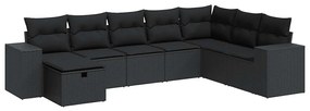 3325731 vidaXL Set mobilier de grădină cu perne, 8 piese, negru, poliratan