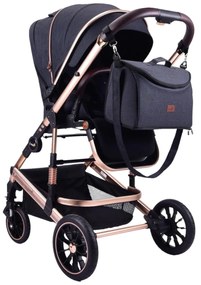 Carucior 2 in 1 reversibil, compact și pliabil, cu geanta inclusa, 0-36 luni - CPC-64-negru