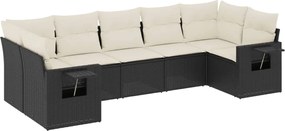 vidaXL Set canapele de grădină cu perne, 7 piese, negru, poliratan