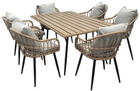 Autronic Masă de grădină, metal, polywood, maro, AZ-F1407 NAT