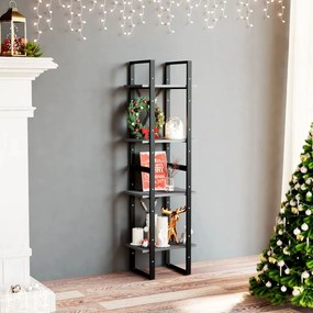 806424 vidaXL Bibliotecă cu 4 rafturi, gri, 40x30x140 cm, lemn masiv de pin