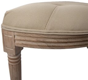 Bancheta shabby chic 2 locuri, semirotund, bej, stofa, 125x41x48 cm